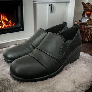 Spring Step Anahita Wedge Slip-On Leather Loafers Black EU Size 39 US Size 8.5